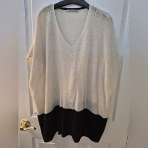 Cashmere Sweater XXL Cream And BLACK